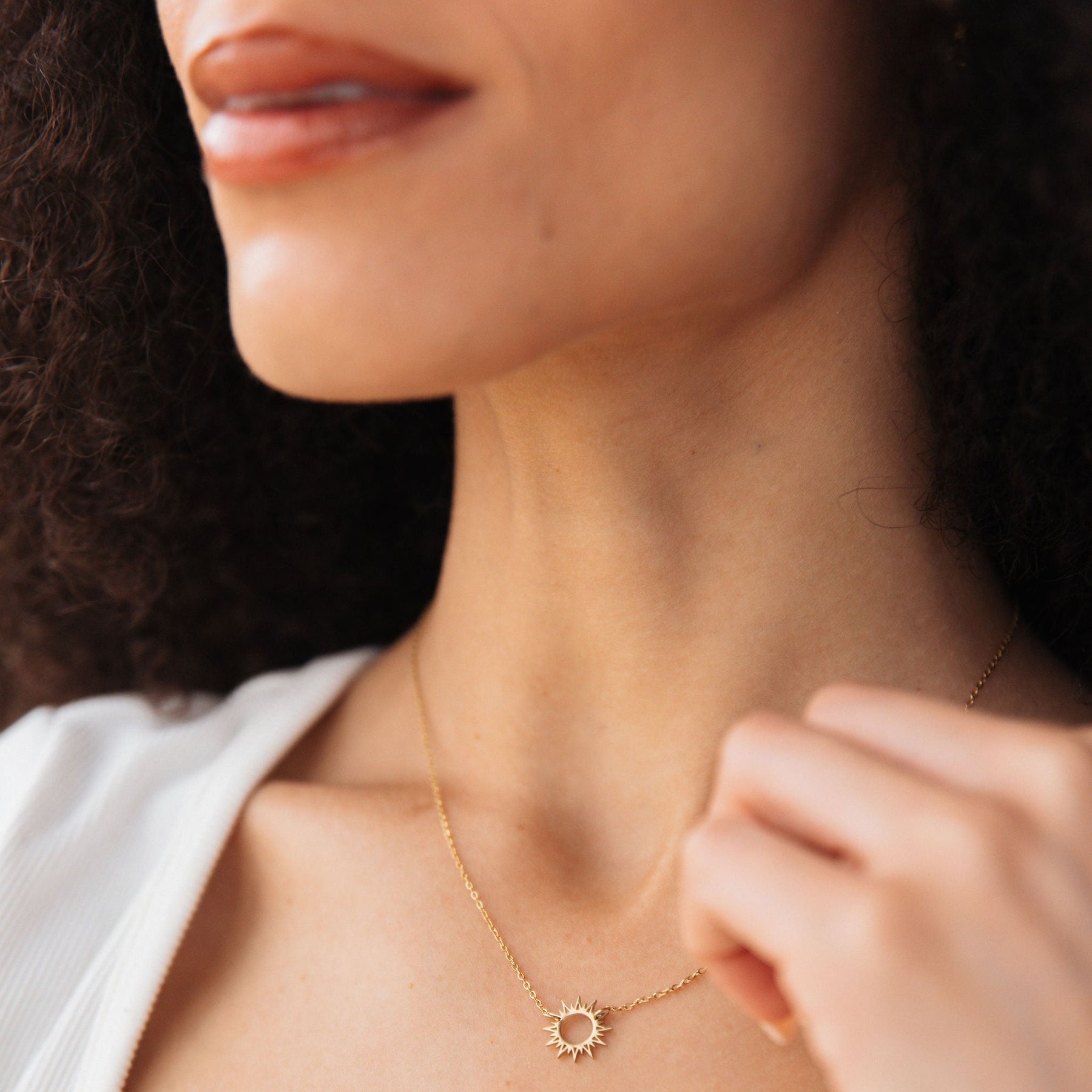 Gold Plated Sunburst Pendant Necklace