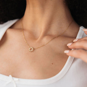 Gold Plated Sunburst Pendant Necklace