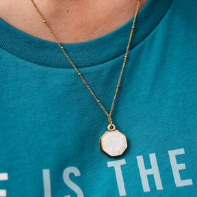 Gold-Plated Brass Reversible Locket - Mosaic Abalone Shell & Mother of Pearl