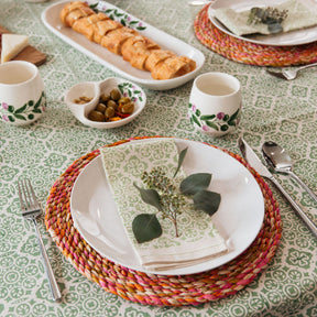Sage Green Mosaic Cotton Cloth Napkins - Set of 4