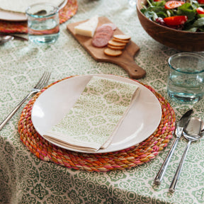 Sage Green Mosaic Cotton Cloth Napkins - Set of 4