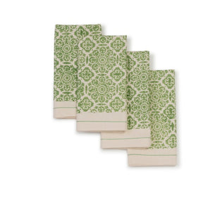 Sage Green Mosaic Cotton Cloth Napkins - Set of 4