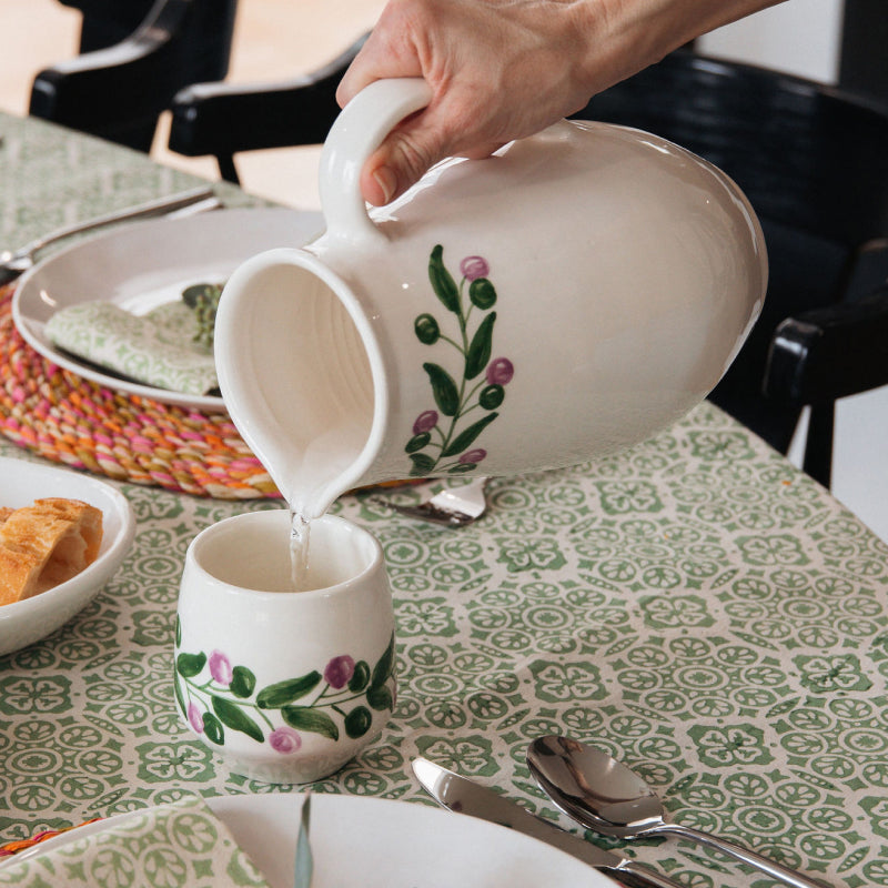 Ceramic Hand Painted Olive Branch Pitcher
