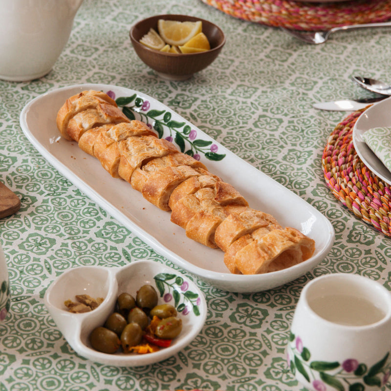 Ceramic Hand Painted Olive Branch Oval Serving Platter
