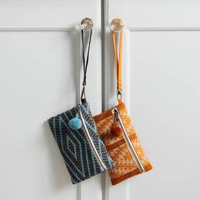 Handcrafted Woven Zip Top Wristlet in Dijon
