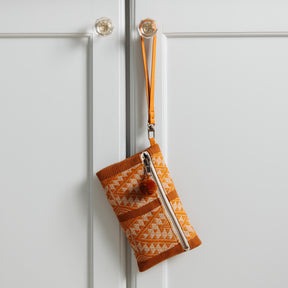 Handcrafted Woven Zip Top Wristlet in Dijon