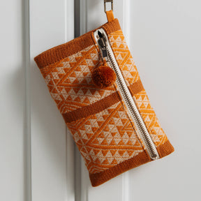 Handcrafted Woven Zip Top Wristlet in Dijon