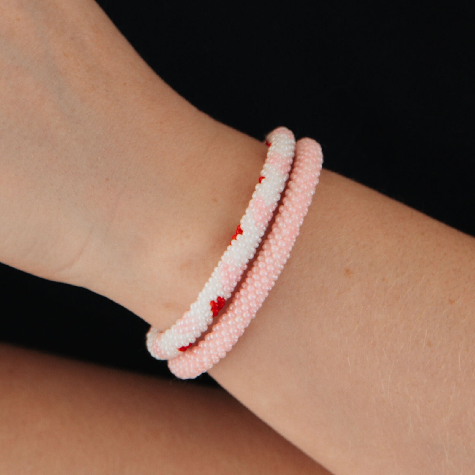 Hand Beaded Pink Bracelet