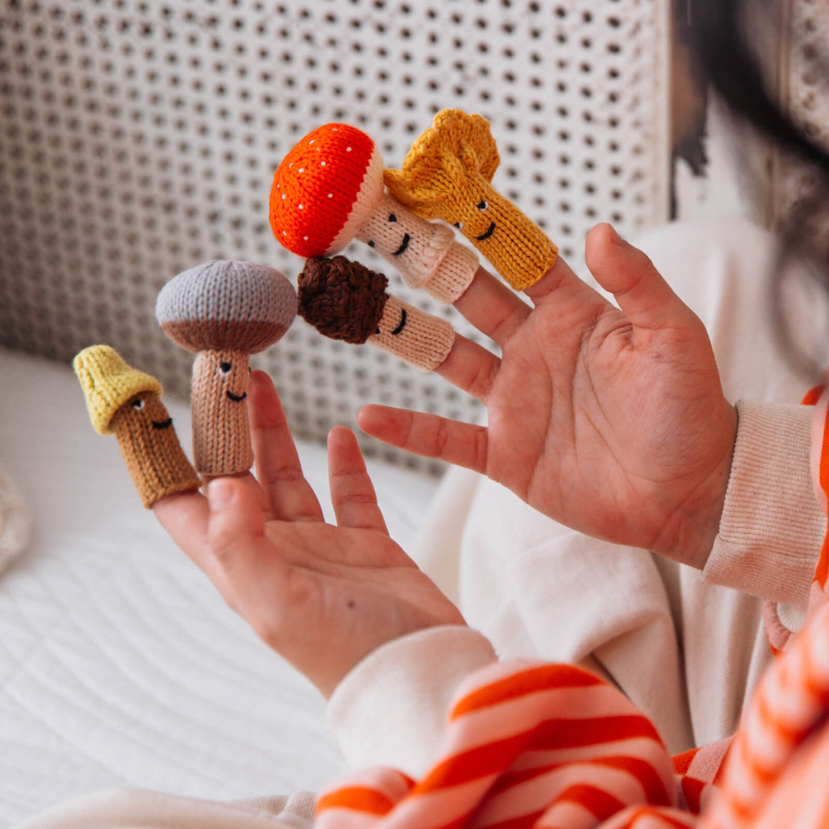 Handcrafted Mushroom Finger Puppets