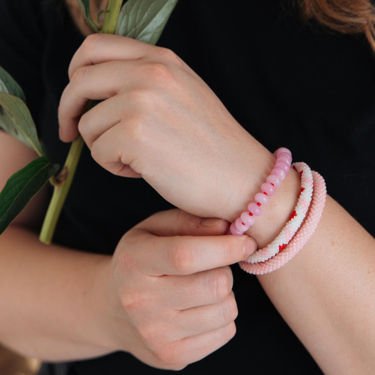 Handmade Rose Quartz Beaded Bracelet