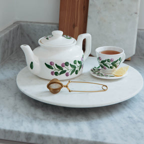 Handmade Olive Branch Ceramic Tea Cup & Saucer