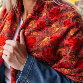 Embroidered Floral Shawl