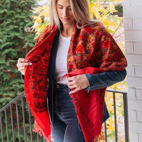 Embroidered Floral Shawl
