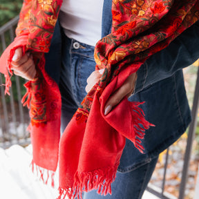 Embroidered Floral Shawl