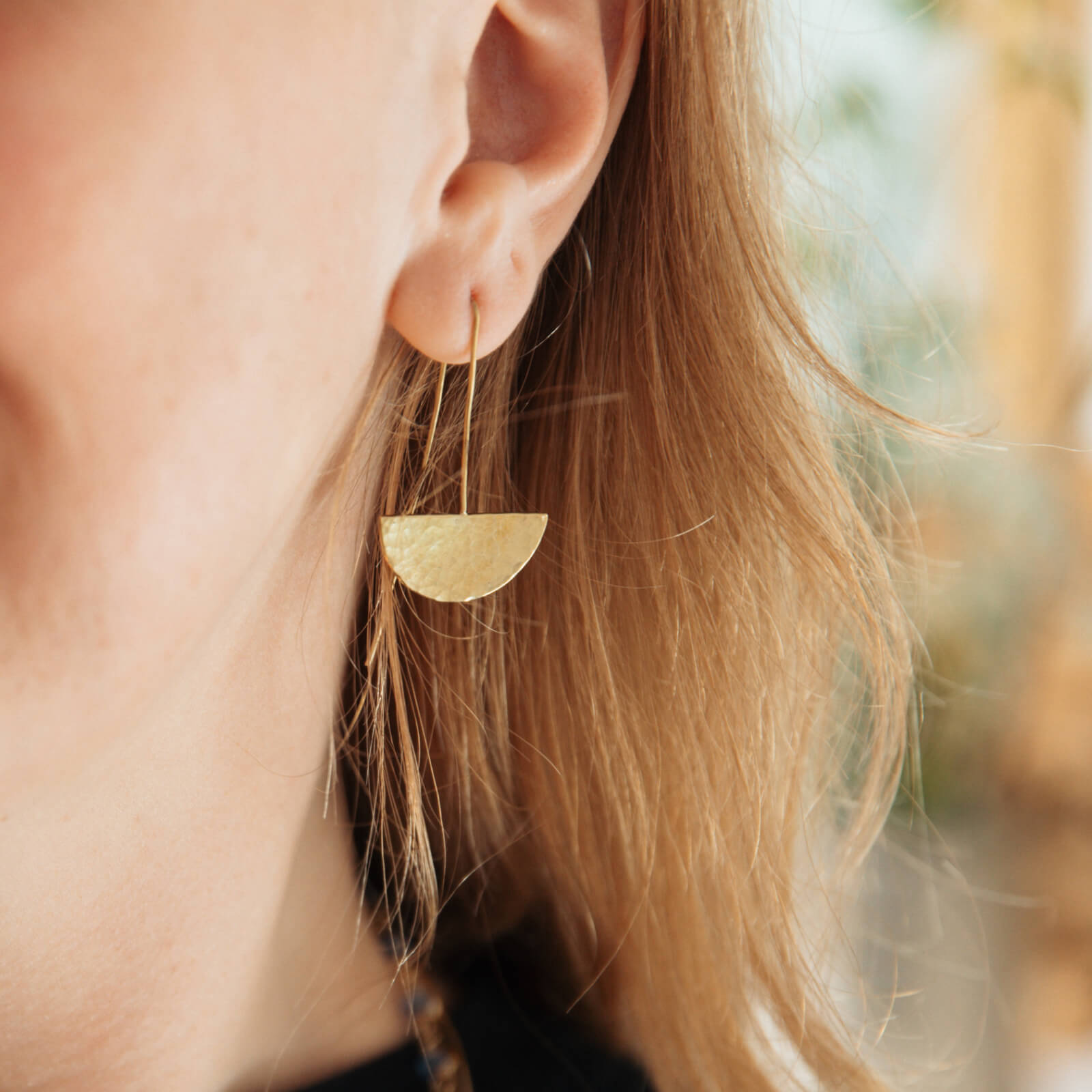 Handmade Hammered Brass Earrings