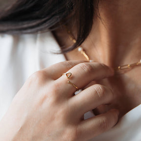 Handcrafted Gold Heart Adjustable Ring