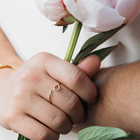 Handcrafted Gold Heart Adjustable Ring