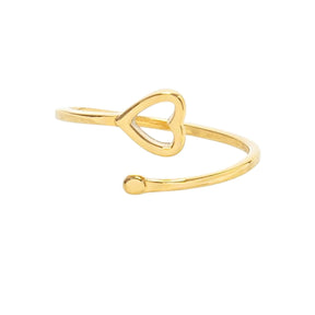 Handcrafted Gold Heart Adjustable Ring