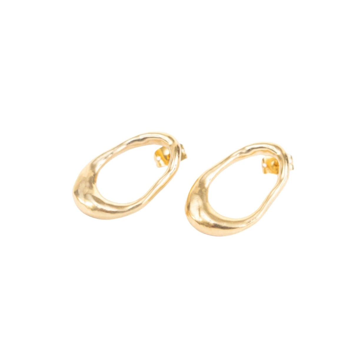 Handcrafted 14k Gold-Coated Brass Cove Oval Earrings
