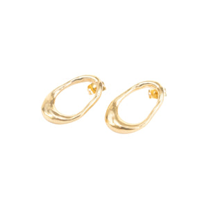 Handcrafted 14k Gold-Coated Brass Cove Oval Earrings
