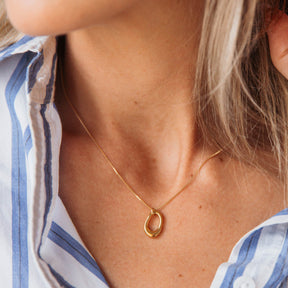 Handcrafted 14k Gold-Coated Brass Cove Oval Pendant