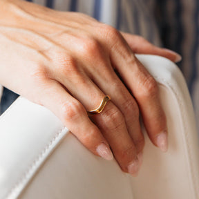 Handcrafted 14k Gold-Coated Brass Wave Ring