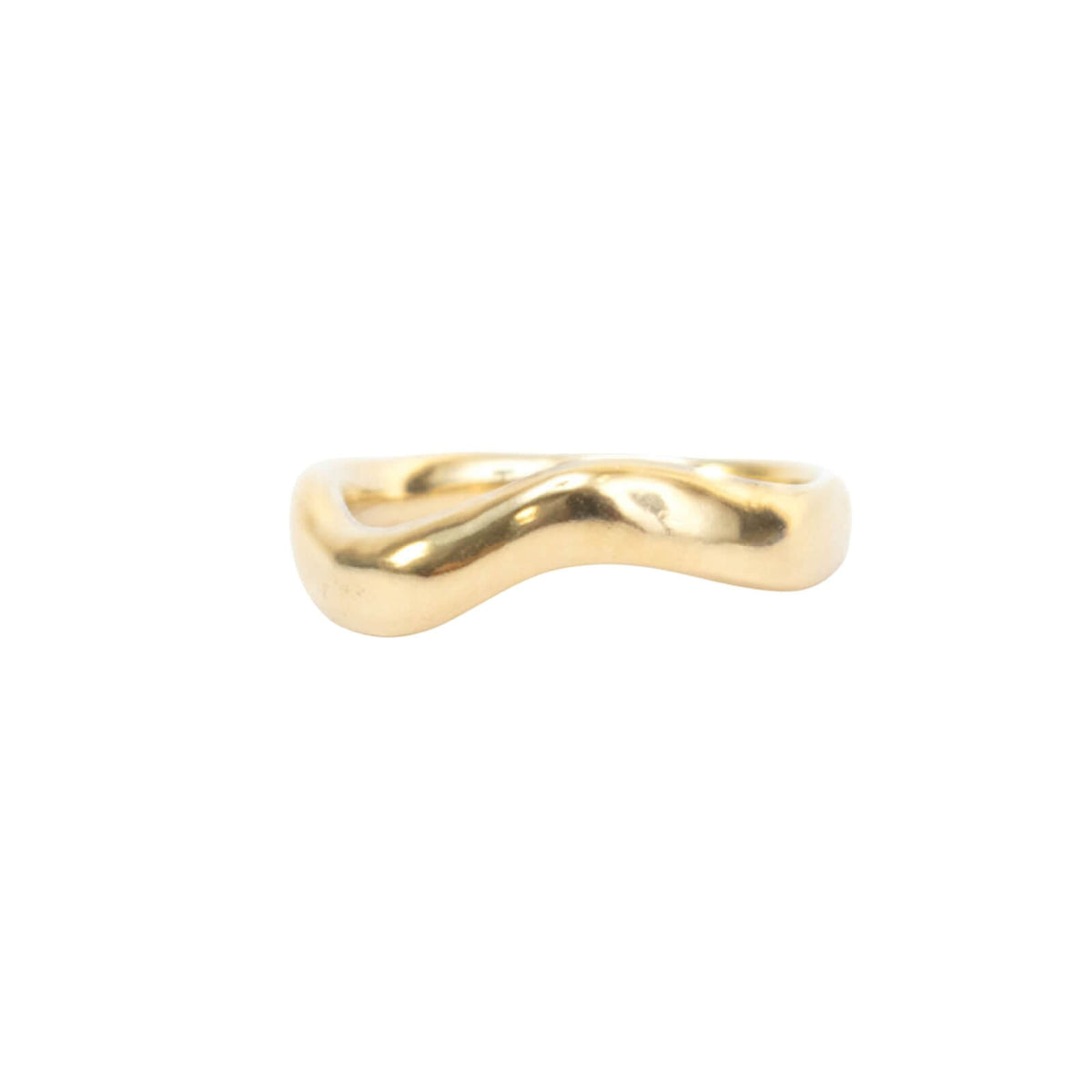 Handcrafted 14k Gold-Coated Brass Wave Ring
