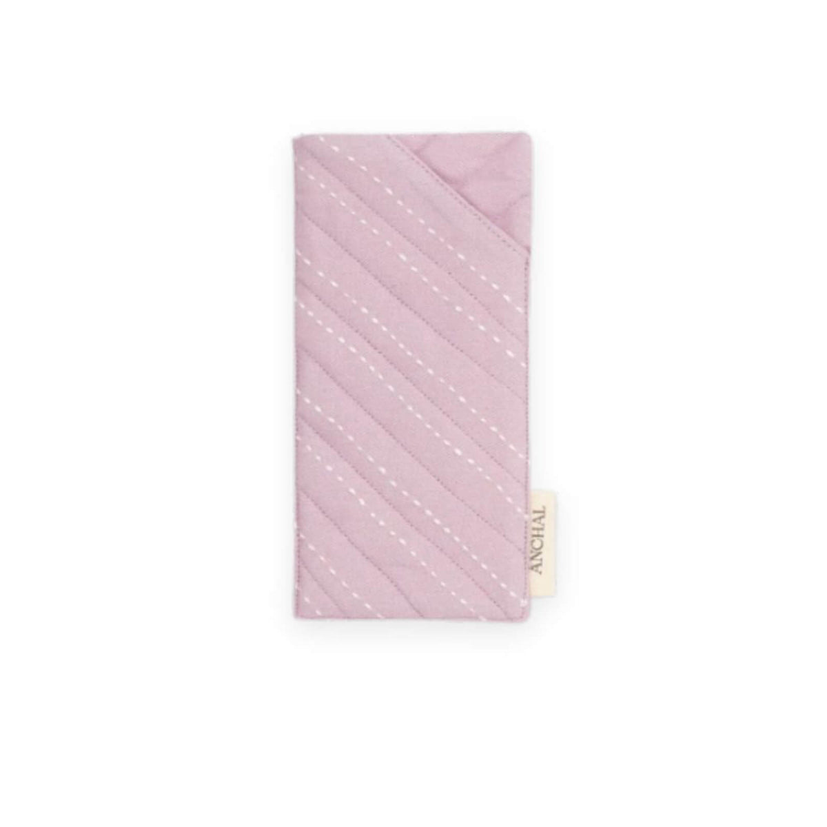 Sewn eyeglasses case in pink fabric