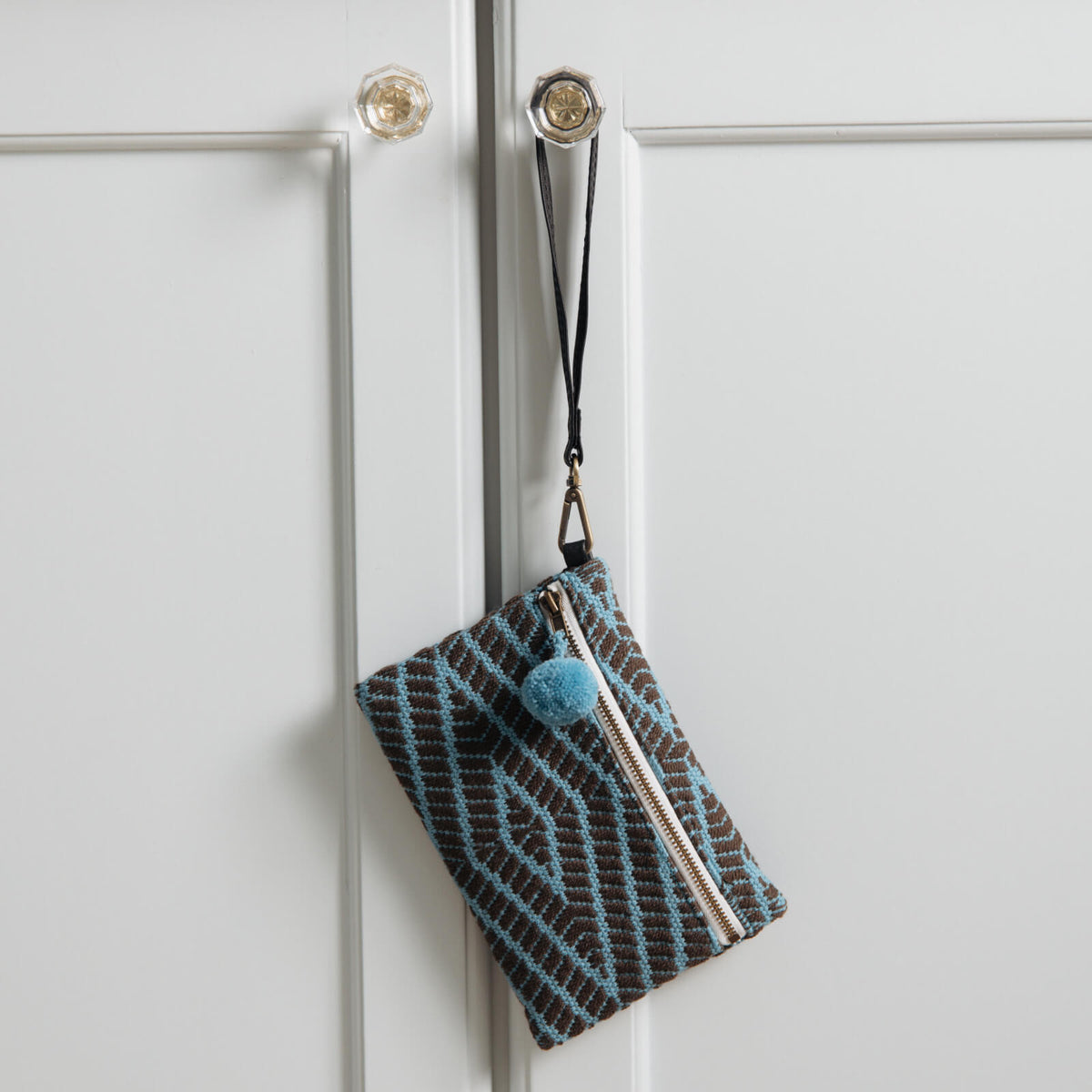 Handcrafted Woven Zip Top Wristlet in Pacific Nawi