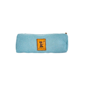 Light blue wide pouch with patch label