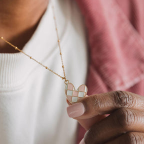 Checkerboard Heart Necklace