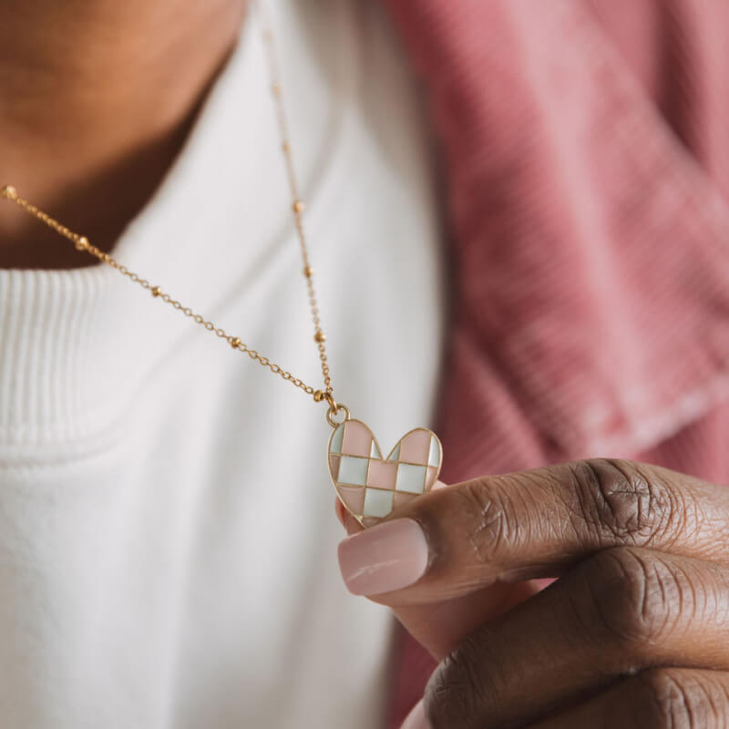 Checkerboard Heart Necklace