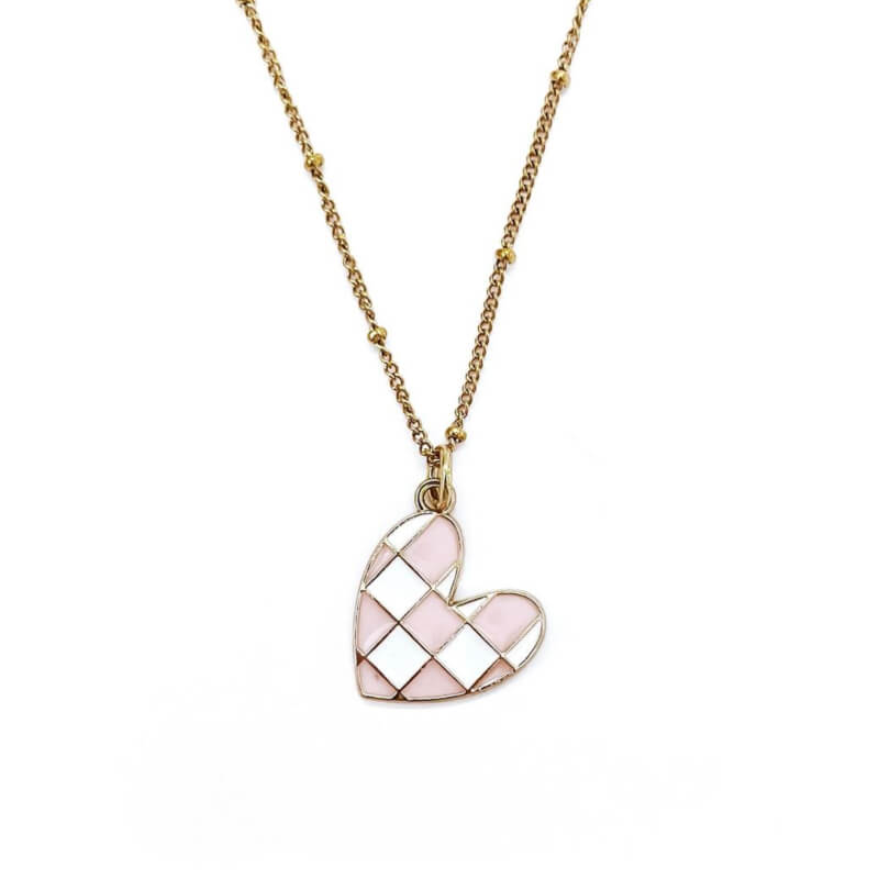 Checkerboard Heart Necklace