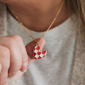 Checkerboard Heart Necklace