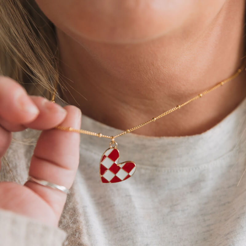 Checkerboard Heart Necklace