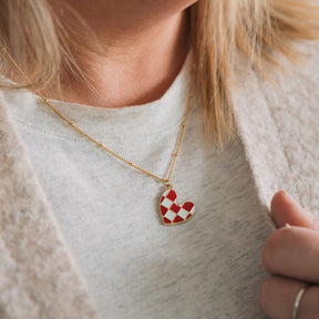 Checkerboard Heart Necklace