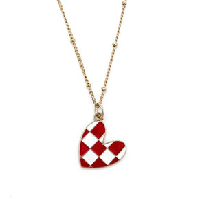 Checkerboard Heart Necklace