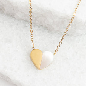 Gold & Pearl Heart Necklace