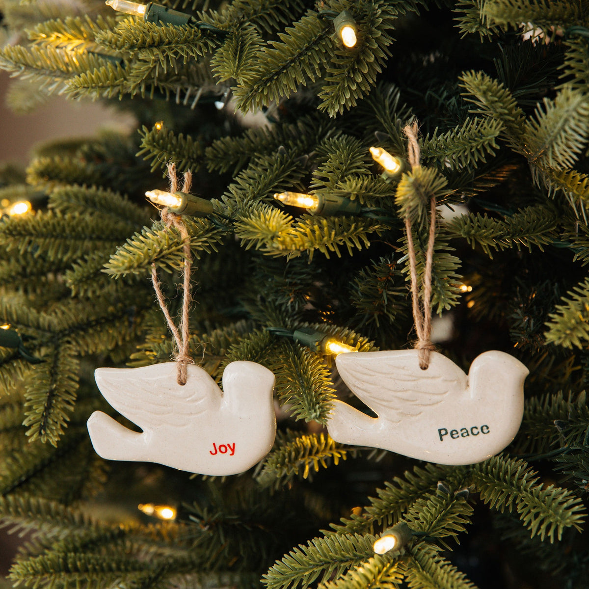 Ceramic Ornaments Set of Doves