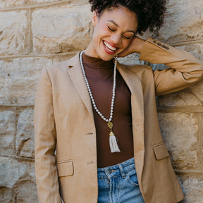 Gold Leaf Tassel Necklace