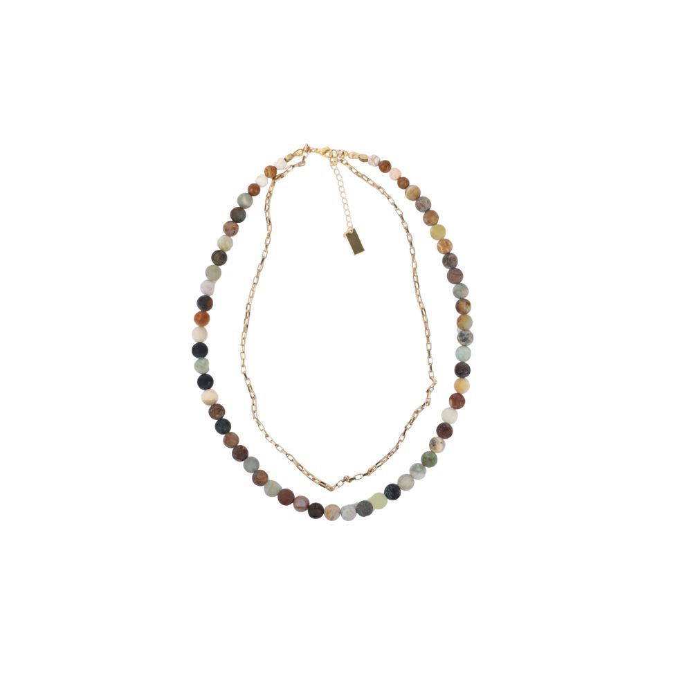 Gemstone & Gold Chain Necklace Stack