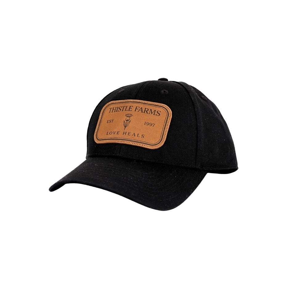 Thistle Farms Black Hat with Leather Patch