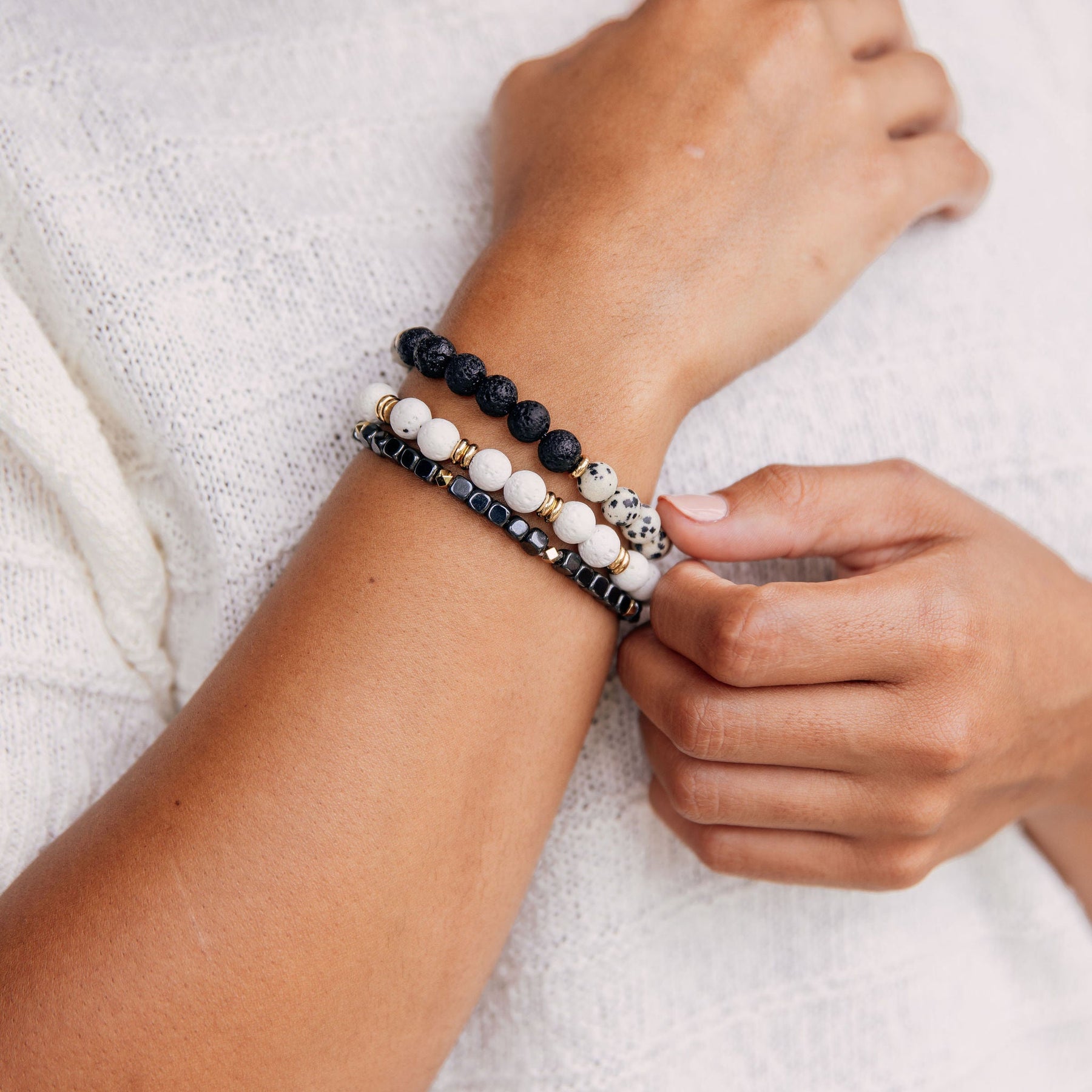 Lava Bead Jasper Bracelet Stack