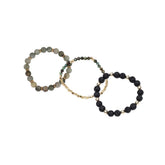Lava Bead, Quartz and African Turquoise Bracelet Set