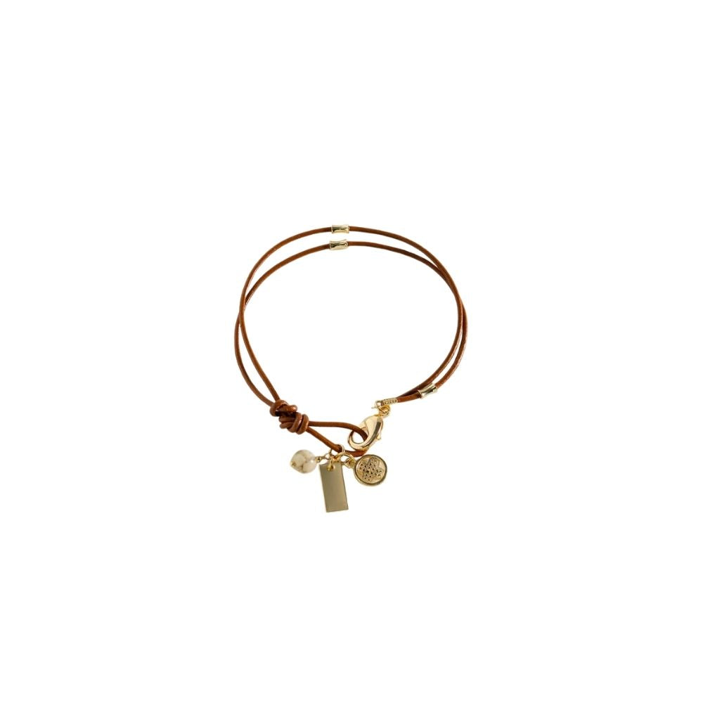 Leather Bracelet with Mini Charms