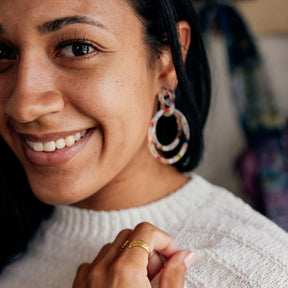 Multicolor Resin Dangle Hoops