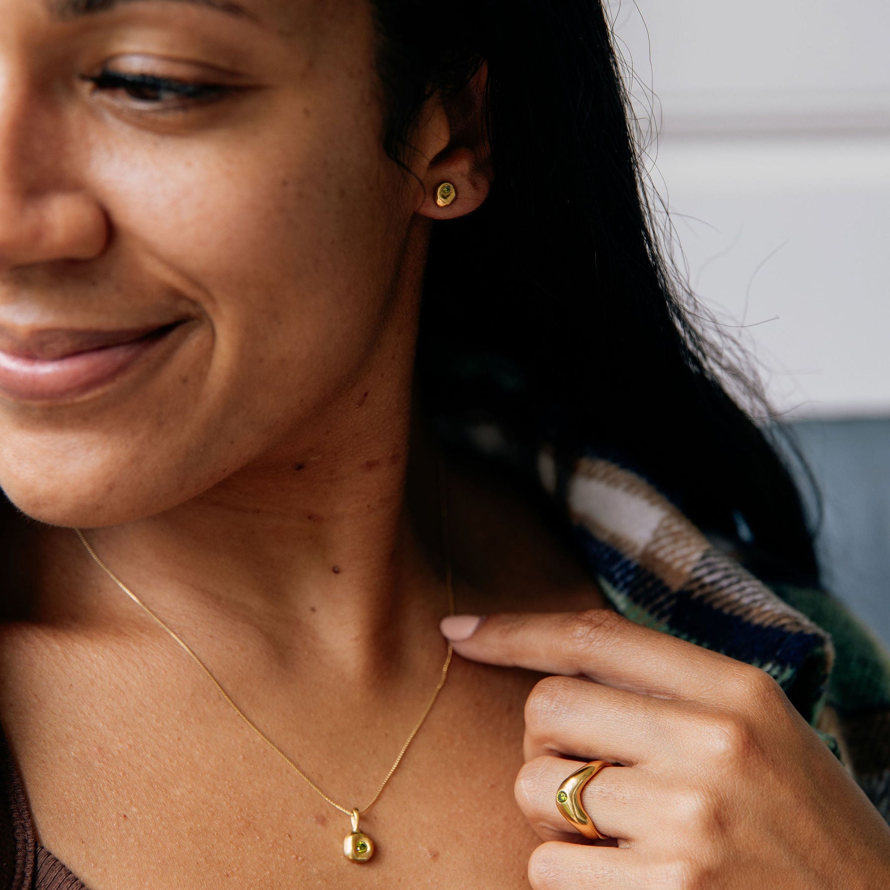 Olive Pebble Studs