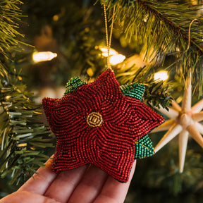 Beaded Poinsettia Ornament