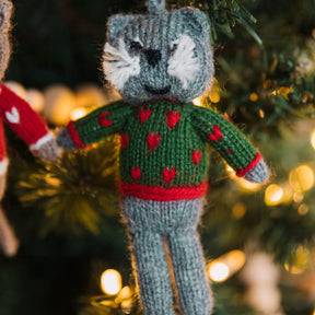 Knit Ornament Cats Set