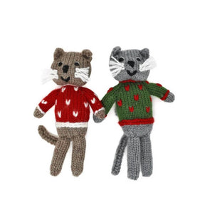 Knit Ornament Cats Set